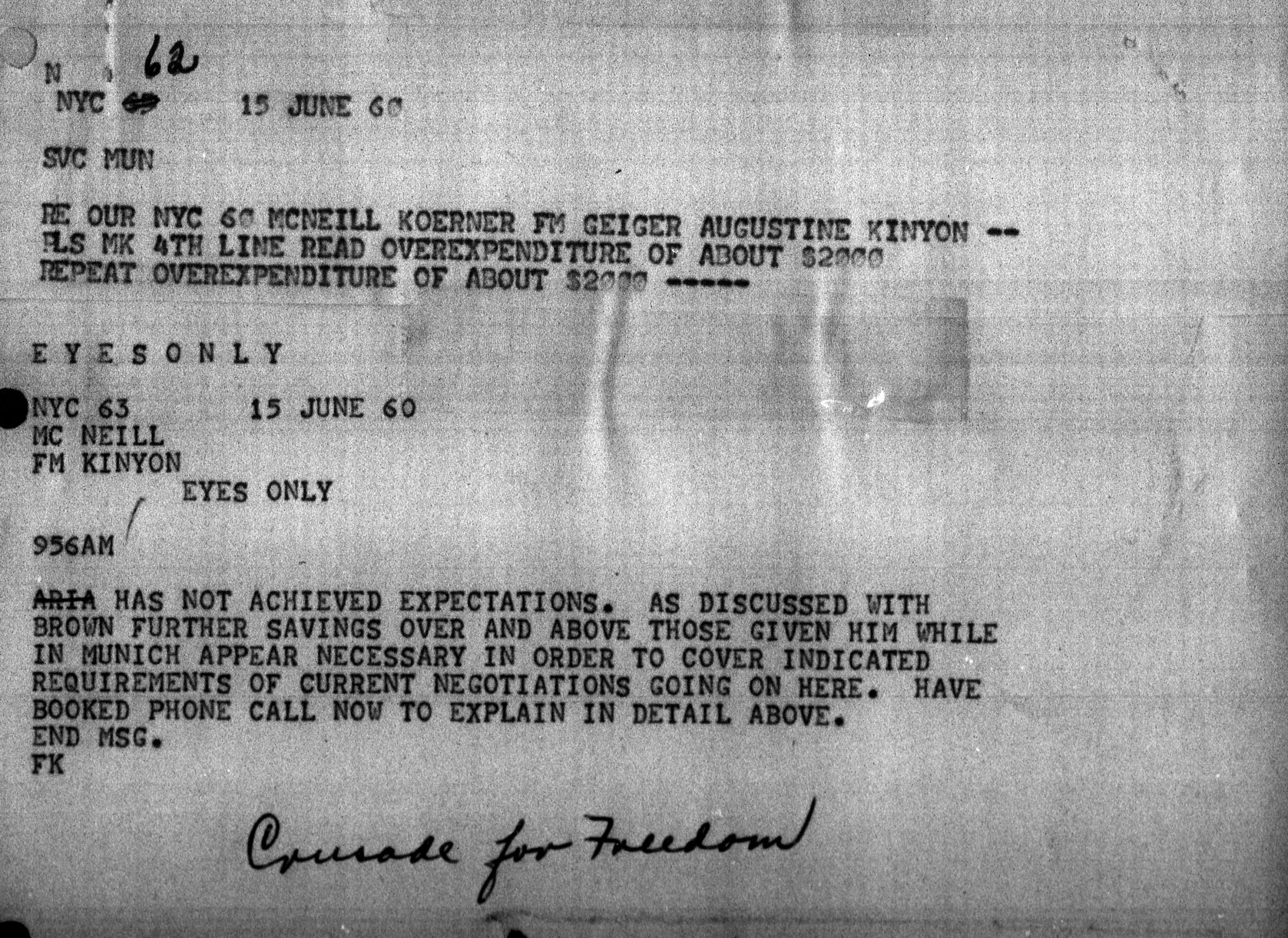 FEC Munich/New York Encrypted Messages - an example (FEC Collection, OSA) FEC Munich/New York Encrypted Messages - an example (FEC Collection, OSA)
